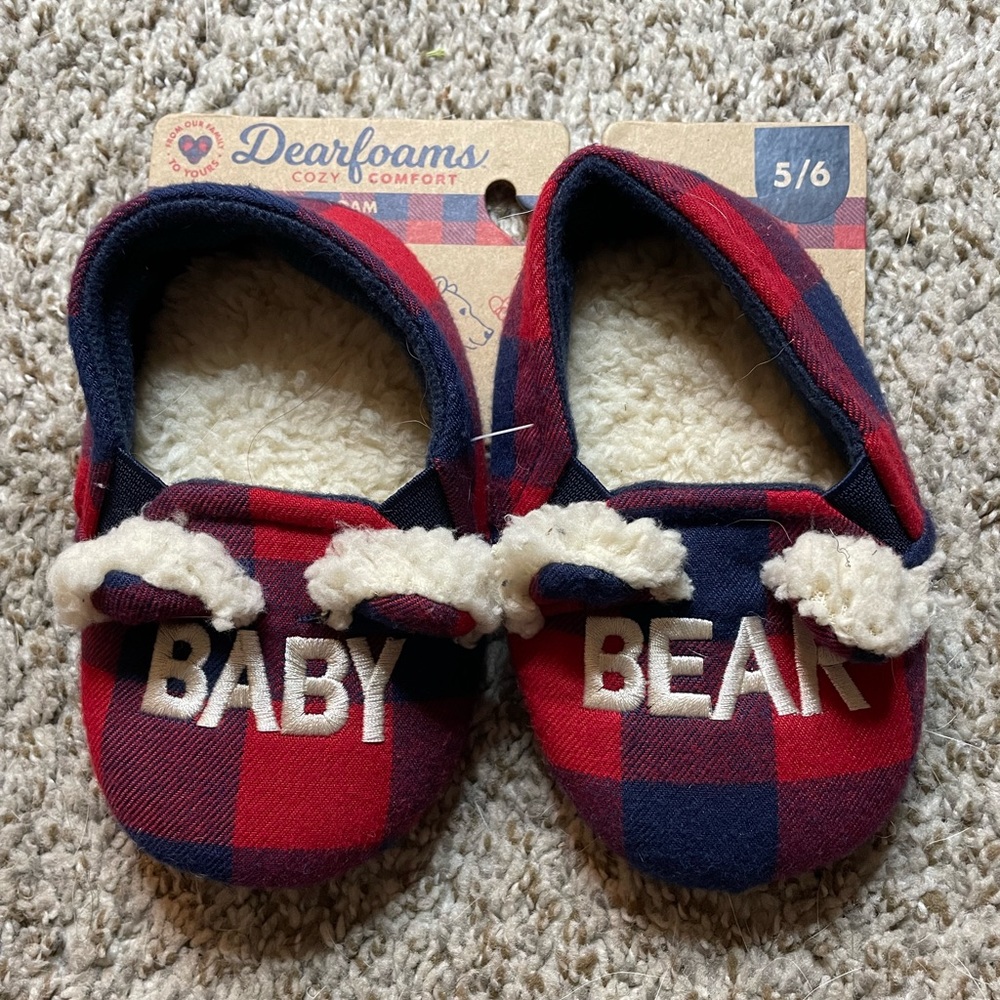 NWT DearFoam Bear Comfort Baby Slippers 5/6